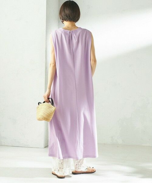 SHIPS / シップス ロング・マキシ丈ワンピース | 《予約》〈接触冷感/吸水速乾/洗濯機可能〉ハイゲージ ポンチ ノースリーブ ワンピース | 詳細24