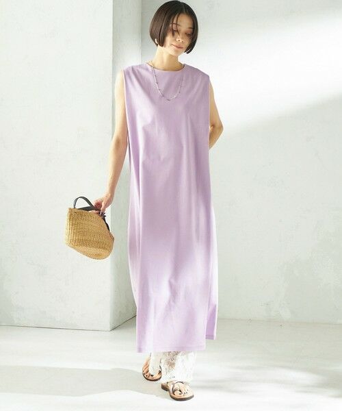 SHIPS / シップス ロング・マキシ丈ワンピース | 《予約》〈接触冷感/吸水速乾/洗濯機可能〉ハイゲージ ポンチ ノースリーブ ワンピース | 詳細26