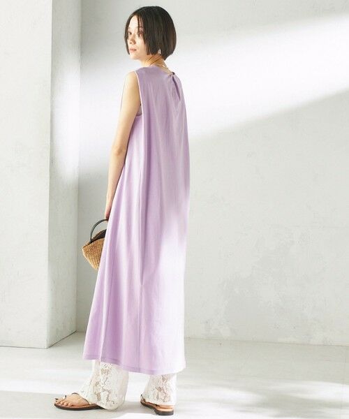 SHIPS / シップス ロング・マキシ丈ワンピース | 《予約》〈接触冷感/吸水速乾/洗濯機可能〉ハイゲージ ポンチ ノースリーブ ワンピース（ラベンダー）