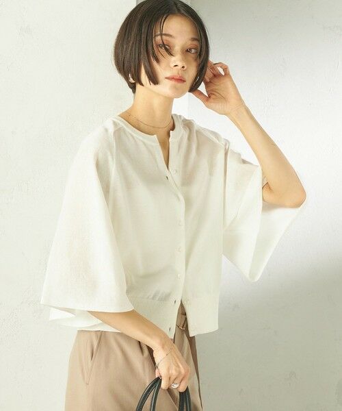 SHIPS / シップス カーディガン・ボレロ | 《予約》〈手洗い可能〉綿 フレア スリーブ キーネック カーディガン | 詳細10