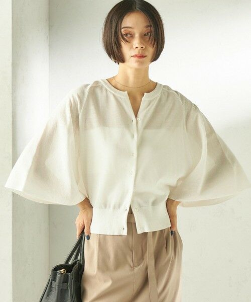 SHIPS / シップス カーディガン・ボレロ | 《予約》〈手洗い可能〉綿 フレア スリーブ キーネック カーディガン | 詳細5