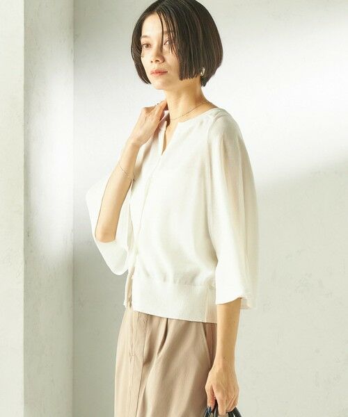 SHIPS / シップス カーディガン・ボレロ | 《予約》〈手洗い可能〉綿 フレア スリーブ キーネック カーディガン | 詳細6