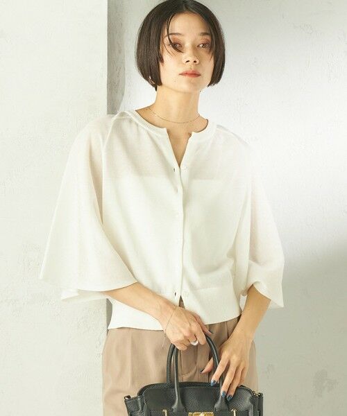 SHIPS / シップス カーディガン・ボレロ | 《予約》〈手洗い可能〉綿 フレア スリーブ キーネック カーディガン | 詳細9