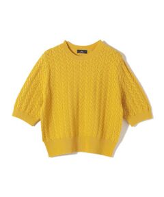 SHIPS / シップス ニット・セーター | SHIPS Primary Navy Label:〈手洗い可能〉柄編み 5分袖 プルオーバー