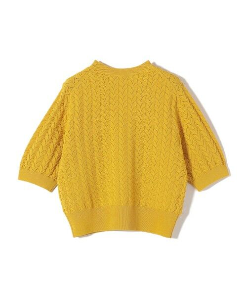 SHIPS / シップス ニット・セーター | SHIPS Primary Navy Label:〈手洗い可能〉柄編み 5分袖 プルオーバー | 詳細1