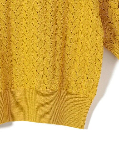 SHIPS / シップス ニット・セーター | SHIPS Primary Navy Label:〈手洗い可能〉柄編み 5分袖 プルオーバー | 詳細4