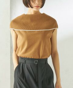 SHIPS / シップス ニット・セーター | 《予約》〈手洗い可能〉綿 ポリエステル 配色 2WAY 半袖 ニット