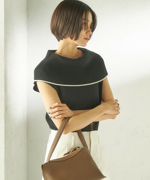 SHIPS / シップス ニット・セーター | 《予約》〈手洗い可能〉綿 ポリエステル 配色 2WAY 半袖 ニット | 詳細10