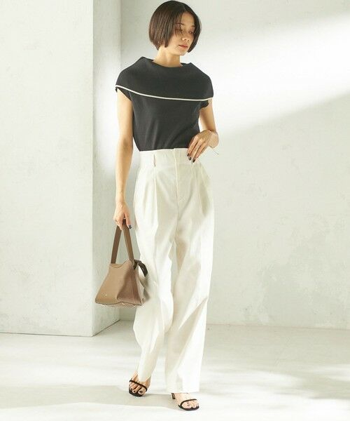 SHIPS / シップス ニット・セーター | 《予約》〈手洗い可能〉綿 ポリエステル 配色 2WAY 半袖 ニット | 詳細4