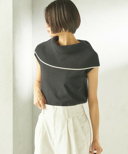 SHIPS / シップス ニット・セーター | 《予約》〈手洗い可能〉綿 ポリエステル 配色 2WAY 半袖 ニット | 詳細8