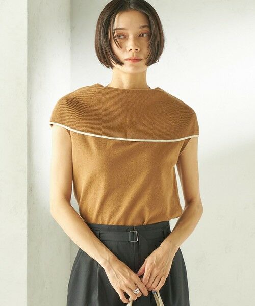 SHIPS / シップス ニット・セーター | 《予約》〈手洗い可能〉綿 ポリエステル 配色 2WAY 半袖 ニット | 詳細21