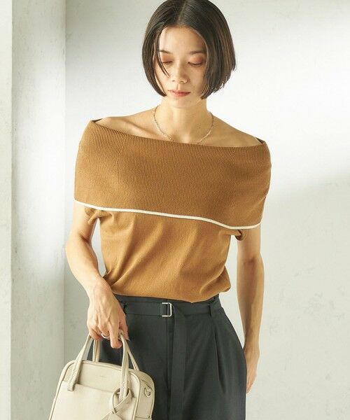 SHIPS / シップス ニット・セーター | 《予約》〈手洗い可能〉綿 ポリエステル 配色 2WAY 半袖 ニット | 詳細25