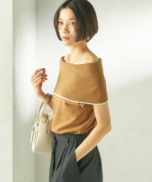 SHIPS / シップス ニット・セーター | 《予約》〈手洗い可能〉綿 ポリエステル 配色 2WAY 半袖 ニット | 詳細26