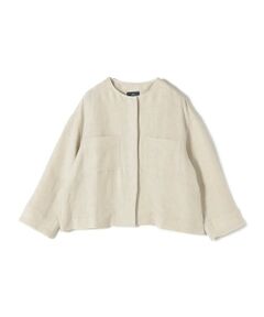 SHIPS / シップス ノーカラージャケット | SHIPS Primary Navy Label:麻混 ノーカラー ジャケット（セットアップ対応）