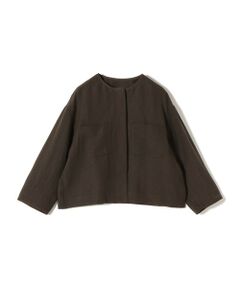 SHIPS / シップス ノーカラージャケット | SHIPS Primary Navy Label:麻混 ノーカラー ジャケット（セットアップ対応）