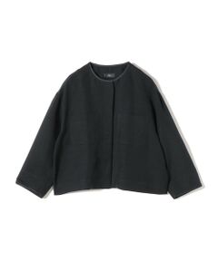 SHIPS / シップス ノーカラージャケット | SHIPS Primary Navy Label:麻混 ノーカラー ジャケット（セットアップ対応）
