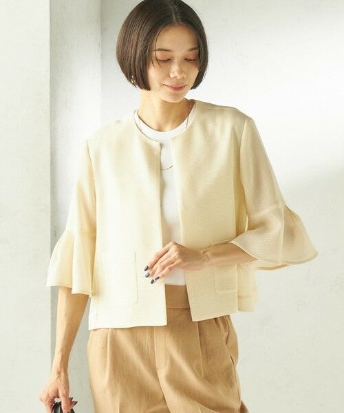 SHIPS / シップス ノーカラージャケット | 《予約》〈手洗い可能〉ミニ チェック カラミ ノーカラー ジャケット | 詳細13