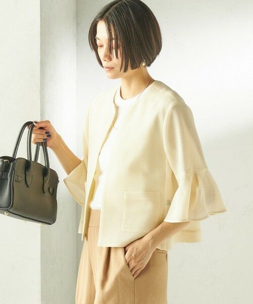 SHIPS / シップス ノーカラージャケット | 《予約》〈手洗い可能〉ミニ チェック カラミ ノーカラー ジャケット | 詳細14