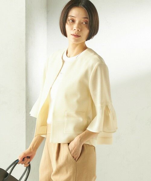 SHIPS / シップス ノーカラージャケット | 《予約》〈手洗い可能〉ミニ チェック カラミ ノーカラー ジャケット | 詳細15