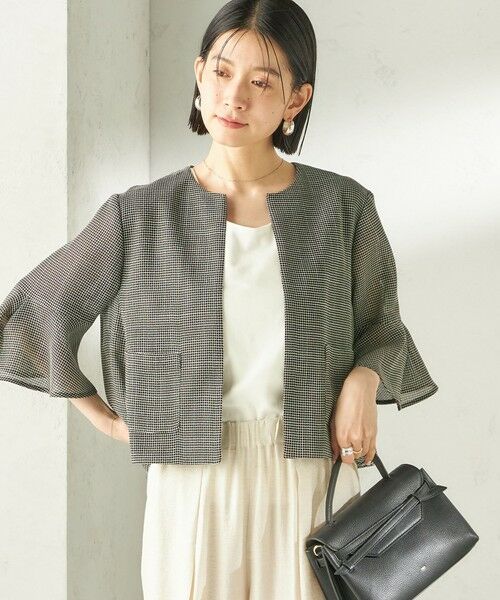 SHIPS / シップス ノーカラージャケット | 《予約》〈手洗い可能〉ミニ チェック カラミ ノーカラー ジャケット | 詳細30