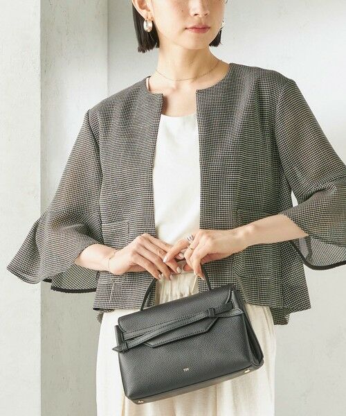 SHIPS / シップス ノーカラージャケット | 《予約》〈手洗い可能〉ミニ チェック カラミ ノーカラー ジャケット（ブラック）