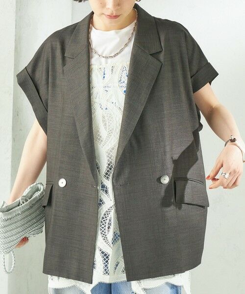 SHIPS / シップス テーラードジャケット | 《予約》〈接触冷感/UVカット/吸水速乾/洗濯機可能〉SUUSUU フレンチ スリーブ 羽織 ジャケット | 詳細10