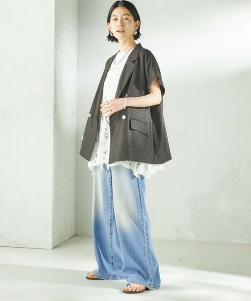 SHIPS / シップス テーラードジャケット | 《予約》〈接触冷感/UVカット/吸水速乾/洗濯機可能〉SUUSUU フレンチ スリーブ 羽織 ジャケット | 詳細2