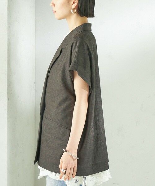 SHIPS / シップス テーラードジャケット | 《予約》〈接触冷感/UVカット/吸水速乾/洗濯機可能〉SUUSUU フレンチ スリーブ 羽織 ジャケット | 詳細16