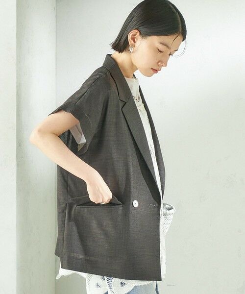 SHIPS / シップス テーラードジャケット | 《予約》〈接触冷感/UVカット/吸水速乾/洗濯機可能〉SUUSUU フレンチ スリーブ 羽織 ジャケット | 詳細8