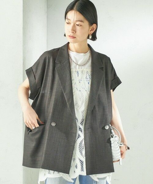 SHIPS / シップス テーラードジャケット | 《予約》〈接触冷感/UVカット/吸水速乾/洗濯機可能〉SUUSUU フレンチ スリーブ 羽織 ジャケット | 詳細9