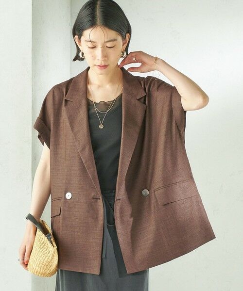 SHIPS / シップス テーラードジャケット | 《予約》〈接触冷感/UVカット/吸水速乾/洗濯機可能〉SUUSUU フレンチ スリーブ 羽織 ジャケット | 詳細24