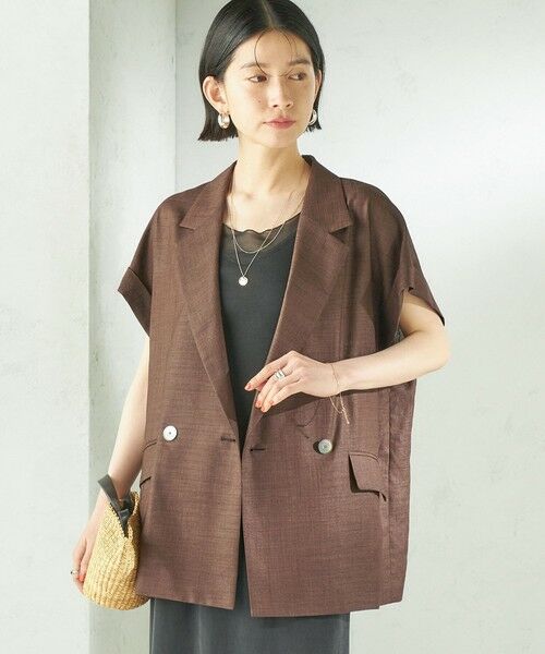 SHIPS / シップス テーラードジャケット | 《予約》〈接触冷感/UVカット/吸水速乾/洗濯機可能〉SUUSUU フレンチ スリーブ 羽織 ジャケット | 詳細25