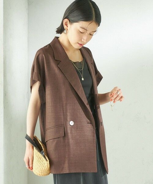 SHIPS / シップス テーラードジャケット | 《予約》〈接触冷感/UVカット/吸水速乾/洗濯機可能〉SUUSUU フレンチ スリーブ 羽織 ジャケット | 詳細28