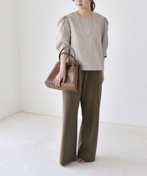 SHIPS / シップス シャツ・ブラウス | 《予約》quaranciel:〈洗濯機可能〉リネンライク パフスリーブ クルーネック ブラウス | 詳細1