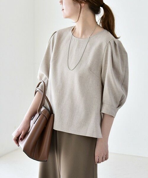 SHIPS / シップス シャツ・ブラウス | 《予約》quaranciel:〈洗濯機可能〉リネンライク パフスリーブ クルーネック ブラウス | 詳細10