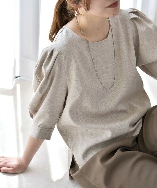 SHIPS / シップス シャツ・ブラウス | 《予約》quaranciel:〈洗濯機可能〉リネンライク パフスリーブ クルーネック ブラウス | 詳細14