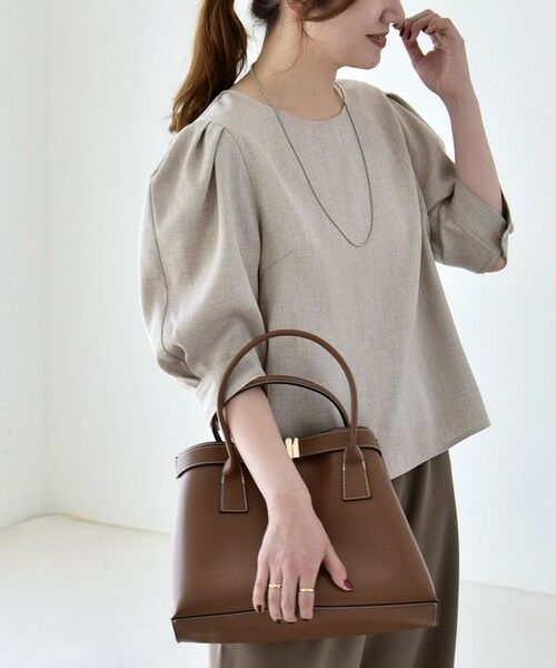 SHIPS / シップス シャツ・ブラウス | 《予約》quaranciel:〈洗濯機可能〉リネンライク パフスリーブ クルーネック ブラウス（ベージュ）