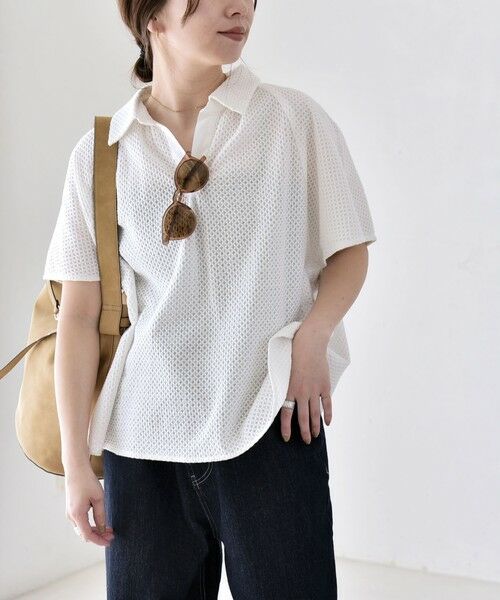 SHIPS / シップス シャツ・ブラウス | 《予約》quaranciel:〈手洗い可能〉コットン 刺繍 スキッパー ギャザー プルオーバー シャツ | 詳細10