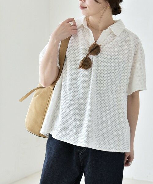 SHIPS / シップス シャツ・ブラウス | 《予約》quaranciel:〈手洗い可能〉コットン 刺繍 スキッパー ギャザー プルオーバー シャツ | 詳細3