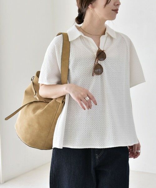 SHIPS / シップス シャツ・ブラウス | 《予約》quaranciel:〈手洗い可能〉コットン 刺繍 スキッパー ギャザー プルオーバー シャツ | 詳細4