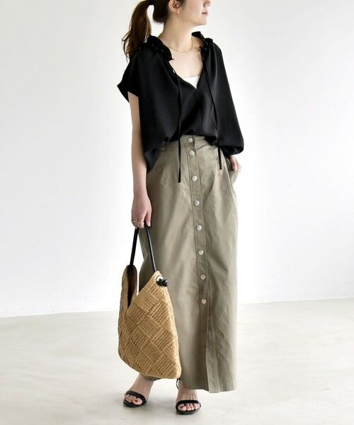 SHIPS / シップス ロング・マキシ丈スカート | 《予約》quaranciel:〈洗濯機可能〉フロントボタン Iライン タイト スカート | 詳細1