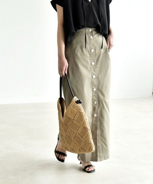 SHIPS / シップス ロング・マキシ丈スカート | 《予約》quaranciel:〈洗濯機可能〉フロントボタン Iライン タイト スカート | 詳細3