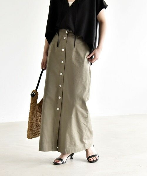 SHIPS / シップス ロング・マキシ丈スカート | 《予約》quaranciel:〈洗濯機可能〉フロントボタン Iライン タイト スカート | 詳細8
