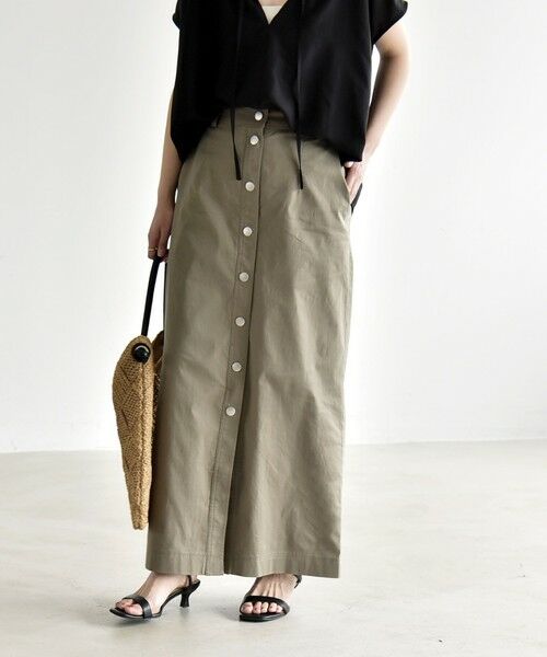 SHIPS / シップス ロング・マキシ丈スカート | 《予約》quaranciel:〈洗濯機可能〉フロントボタン Iライン タイト スカート | 詳細9
