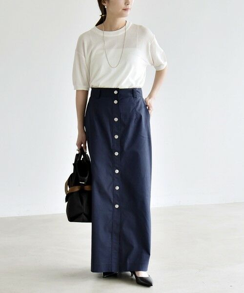 SHIPS / シップス ロング・マキシ丈スカート | 《予約》quaranciel:〈洗濯機可能〉フロントボタン Iライン タイト スカート | 詳細12