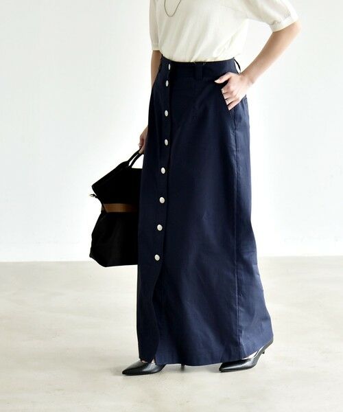 SHIPS / シップス ロング・マキシ丈スカート | 《予約》quaranciel:〈洗濯機可能〉フロントボタン Iライン タイト スカート | 詳細16