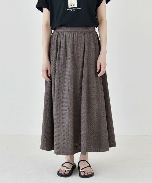 SHIPS / シップス ミニ・ひざ丈スカート | 《予約》quaranciel:〈手洗い可能〉コットン 刺繍 パイピング フレア スカート | 詳細15