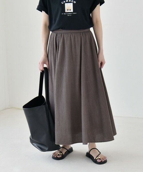 SHIPS / シップス ミニ・ひざ丈スカート | 《予約》quaranciel:〈手洗い可能〉コットン 刺繍 パイピング フレア スカート | 詳細3