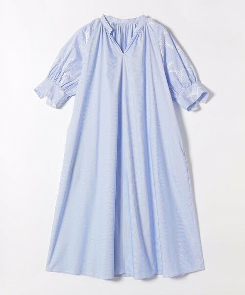 SHIPS / シップス ロング・マキシ丈ワンピース | 《予約》quaranciel:〈洗濯機可能〉ストライプ フラワー刺繍 スキッパー シャツ ワンピース | 詳細14