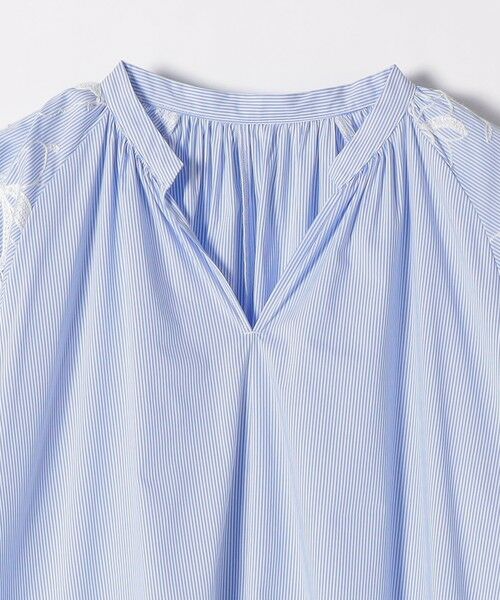 SHIPS / シップス ロング・マキシ丈ワンピース | 《予約》quaranciel:〈洗濯機可能〉ストライプ フラワー刺繍 スキッパー シャツ ワンピース | 詳細15